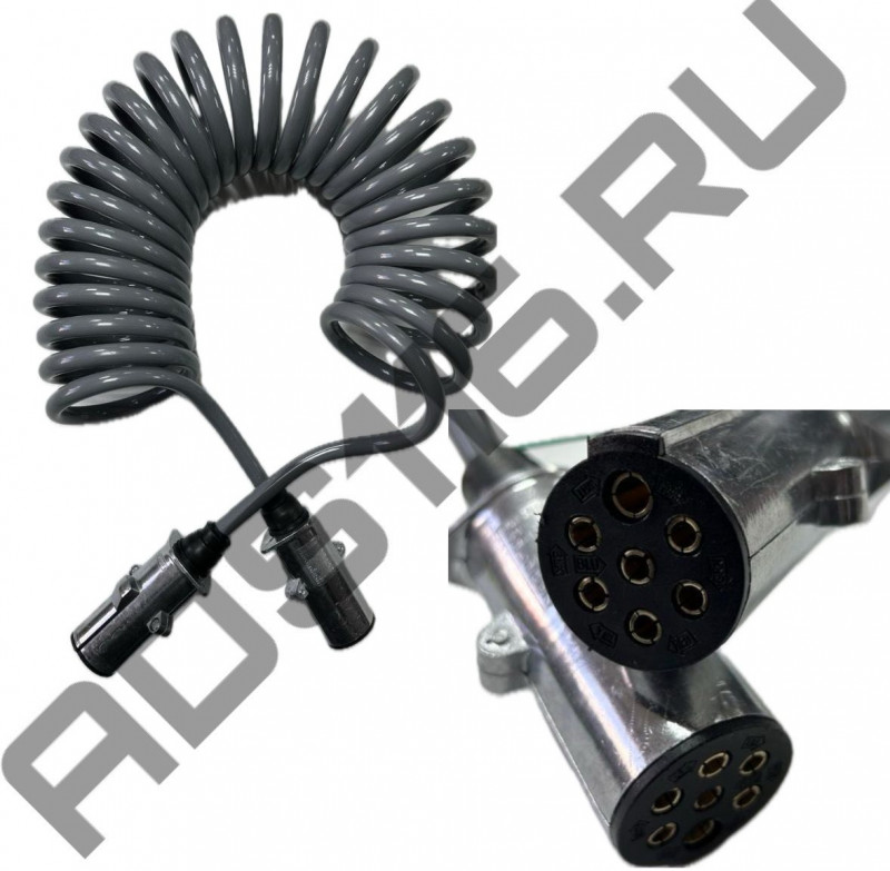 Кабель спиральный прицепа 7,5 м. серый (N-разъем) с/о (325)