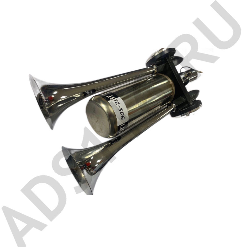 Сигнал автомобильный пневматический 2-х рожковый 12/24V хромированный 6шт./