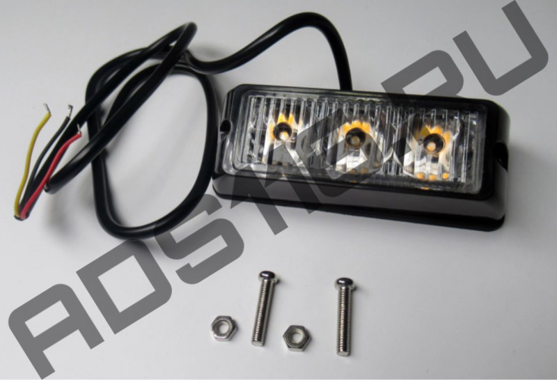 Маяк импульсный 10-30v светодиодный (жел.) малый прямоугольный